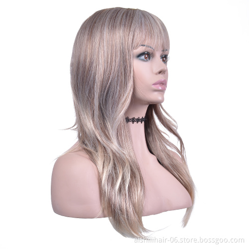 Aishili wholesale heat resistant synthetic fiber long straight frontal wigs synthetic hair wigs for women